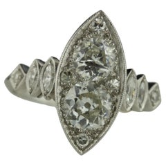 Art Deco Diamond Navette Dinner Ring