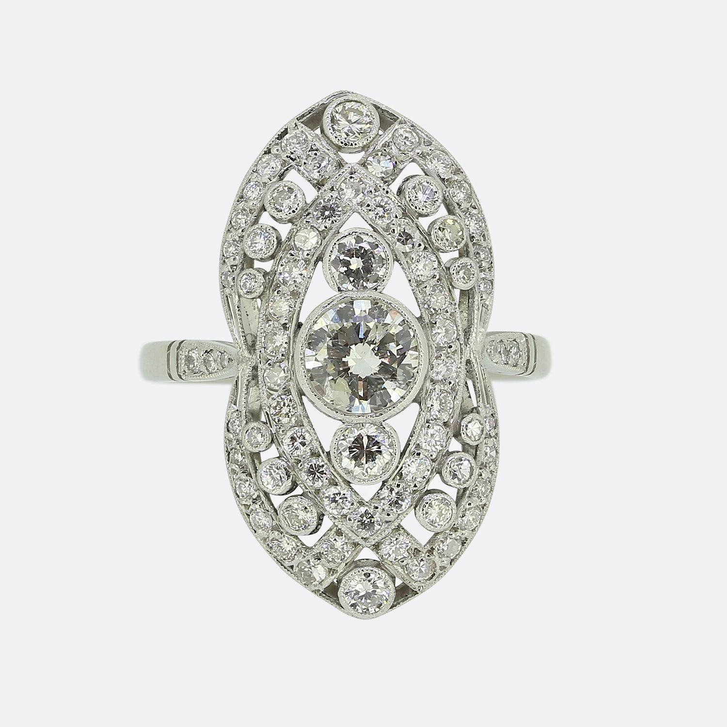Art Deco Diamond Navette Ring