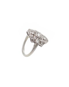 Art deco diamond navette ring in gold and platinum, French Art Deco jewelry