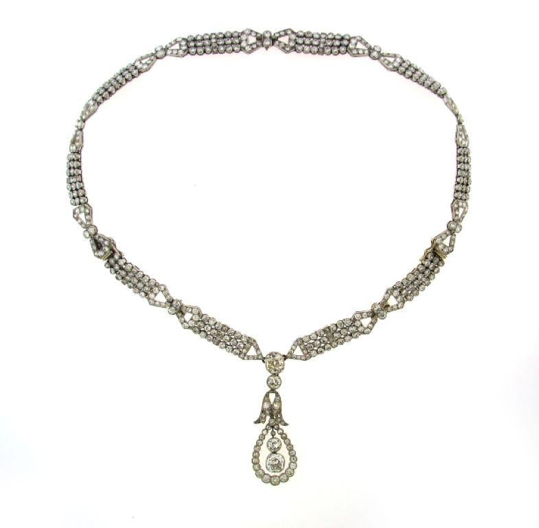 Art Deco Diamond Necklace Bracelets Platinum Choker Interchangeable en vente 6