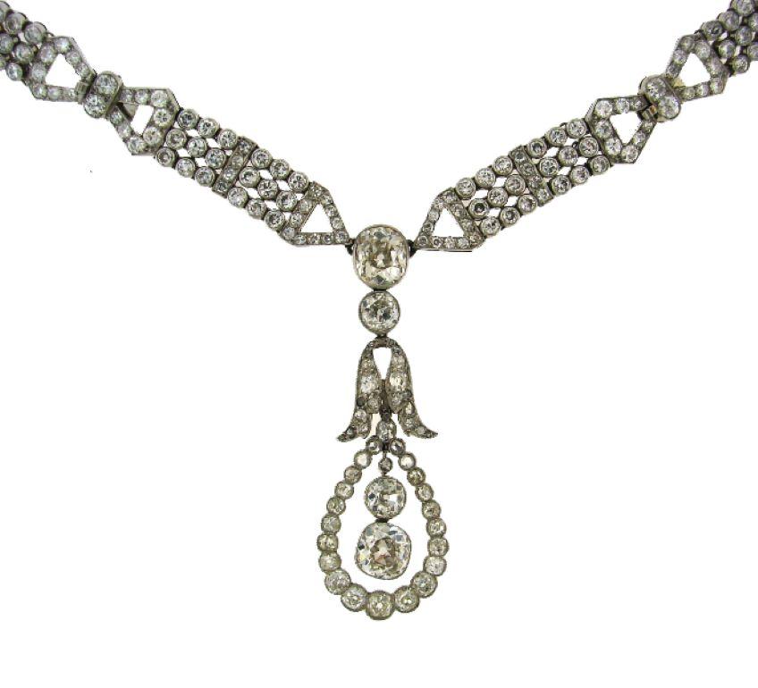 Art déco Art Deco Diamond Necklace Bracelets Platinum Choker Interchangeable en vente