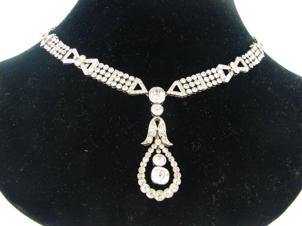 Art Deco Diamond Necklace Bracelets Platinum Choker Interchangeable Bon état - En vente à Beverly Hills, CA