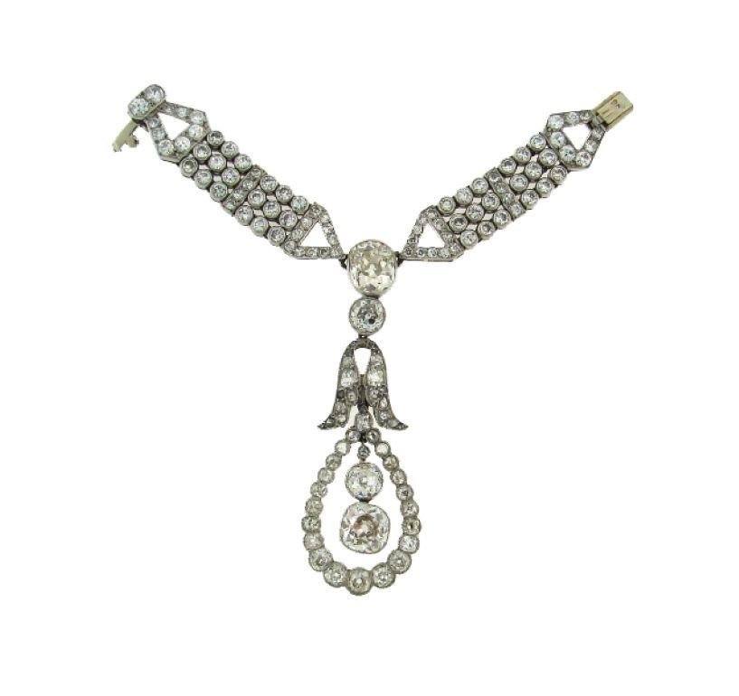 Art Deco Diamond Necklace Bracelets Platinum Choker Interchangeable en vente 1