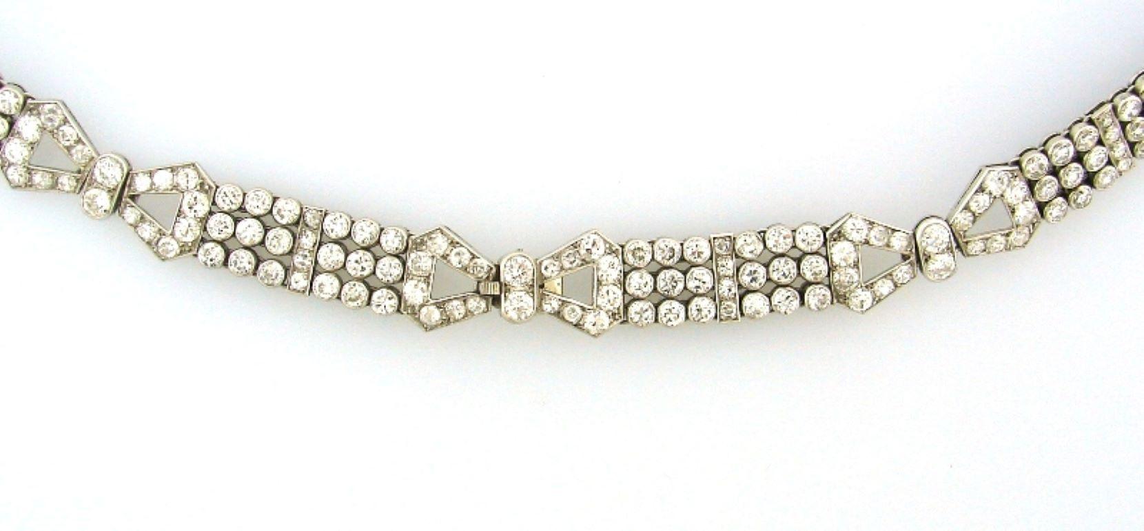 Art Deco Diamond Necklace Bracelets Platinum Choker Interchangeable en vente 2
