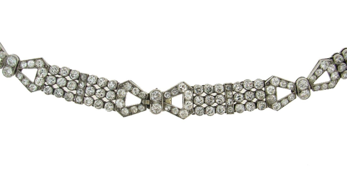 Art Deco Diamond Necklace Bracelets Platinum Choker Interchangeable en vente 3