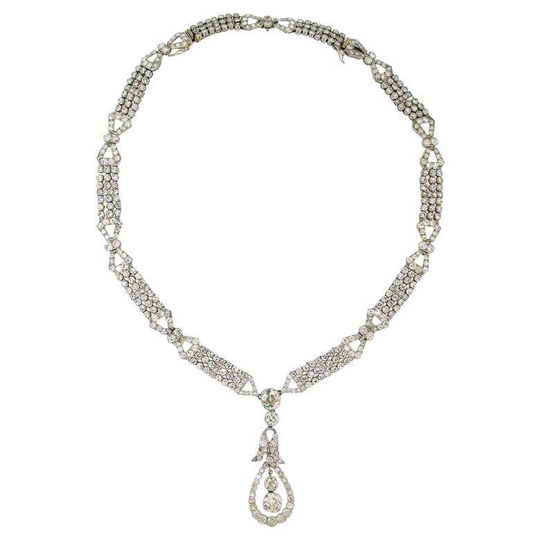 Art Deco Diamond Necklace Bracelets Platinum Choker Interchangeable en vente