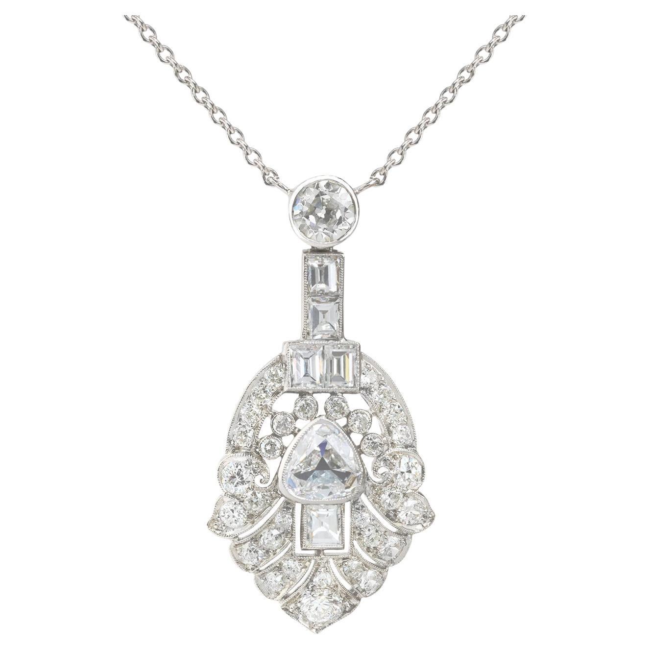 Art Deco diamond necklace, circa 1920.