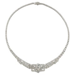 Art Deco Diamond Necklace with Kite-Shaped Center Diamond