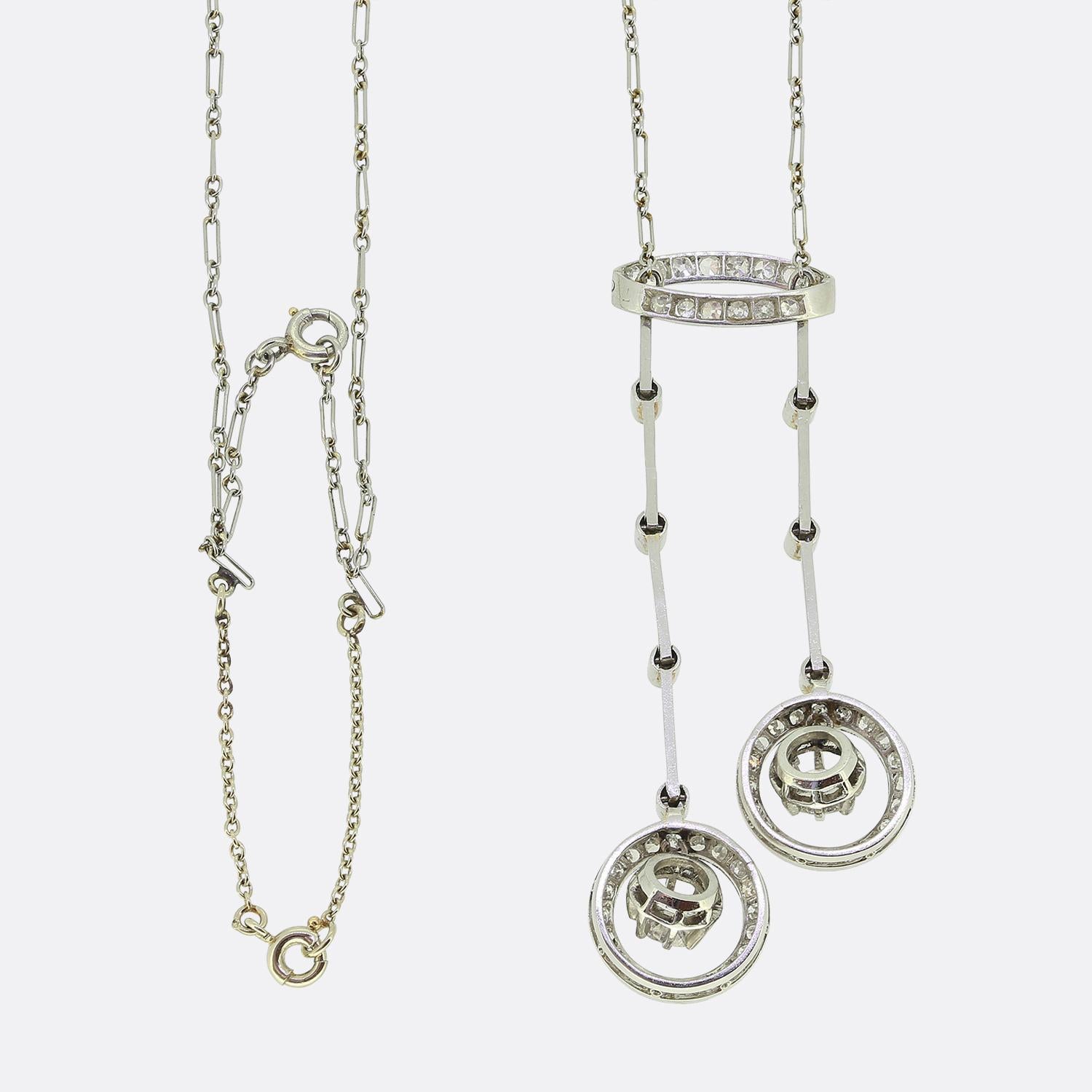 Art Deco Diamant Négligée Halskette (Alteuropäischer Schliff) im Angebot