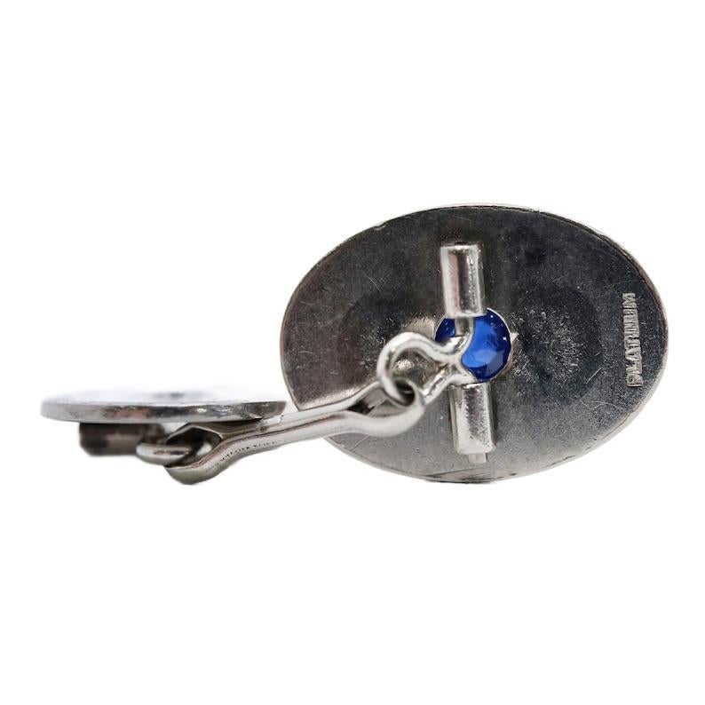 Gemelli Art Deco Night & Day con diamante e zaffiro senza calore in platino In condizioni buone in vendita a Boston, MA