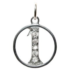 Antique Art Deco Diamond Number One 1 Charm in Platinum Circa 1920's