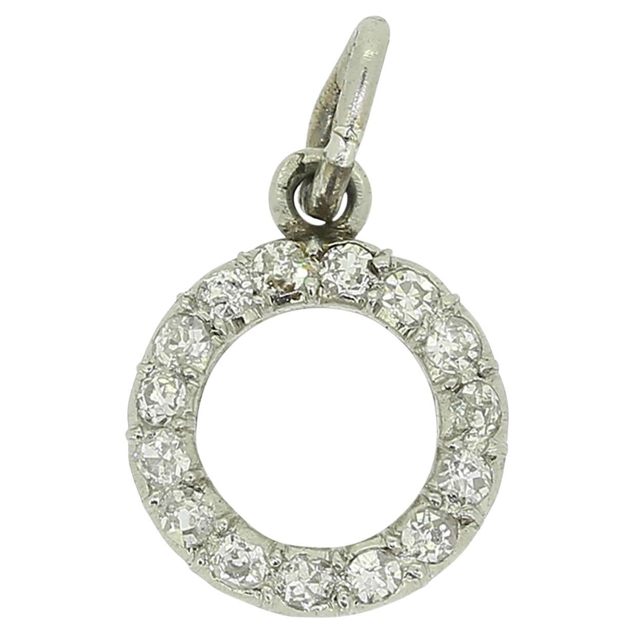 Art Deco Diamond 'O' Charm Pendant