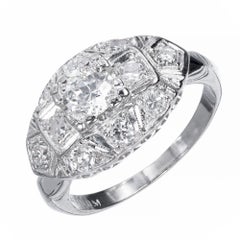 EGL Certified .40 Carat Diamond Old European Cut Platinum Engagement Ring