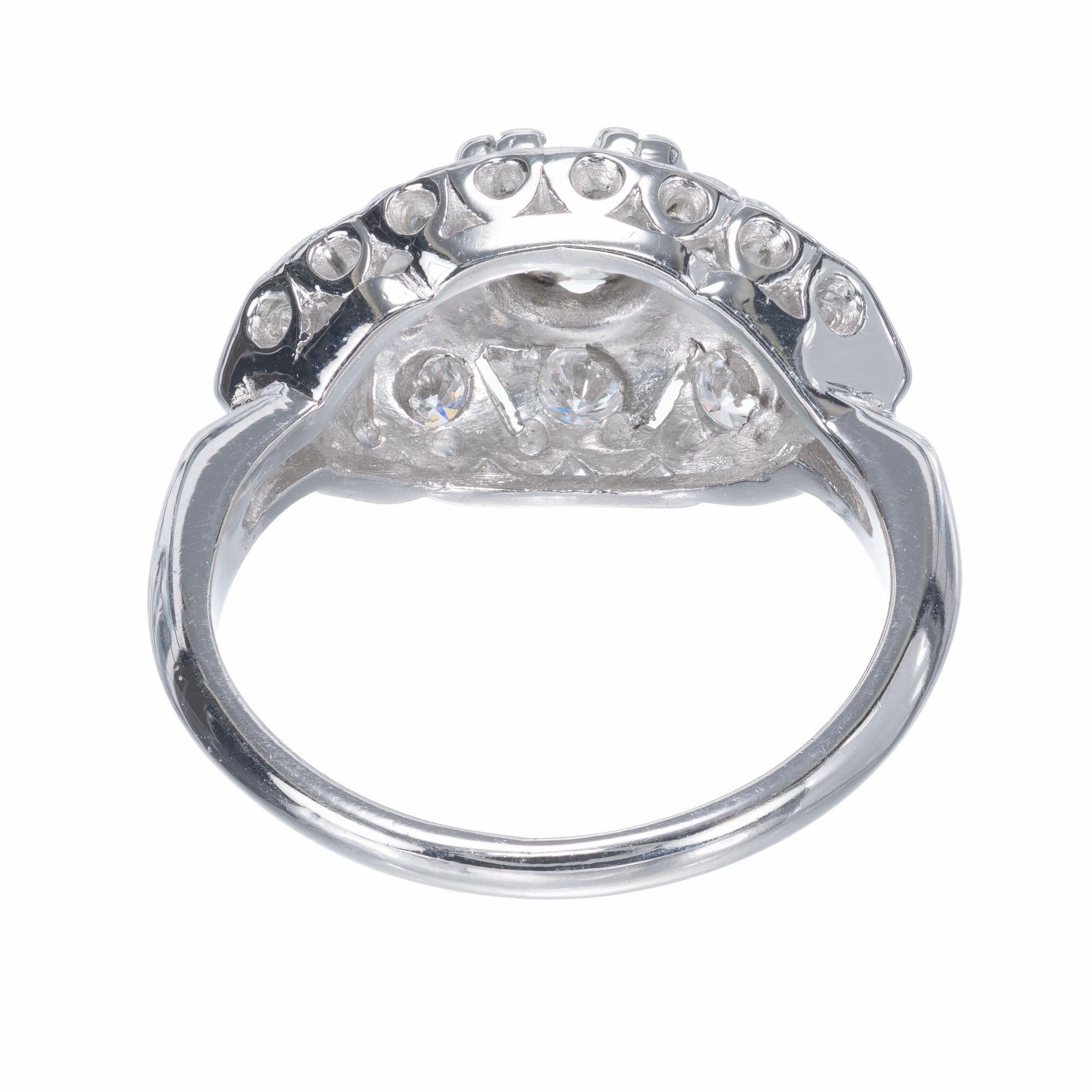 EGL Certified .40 Carat Diamond Old European Cut Platinum Engagement Ring In Good Condition For Sale In Stamford, CT