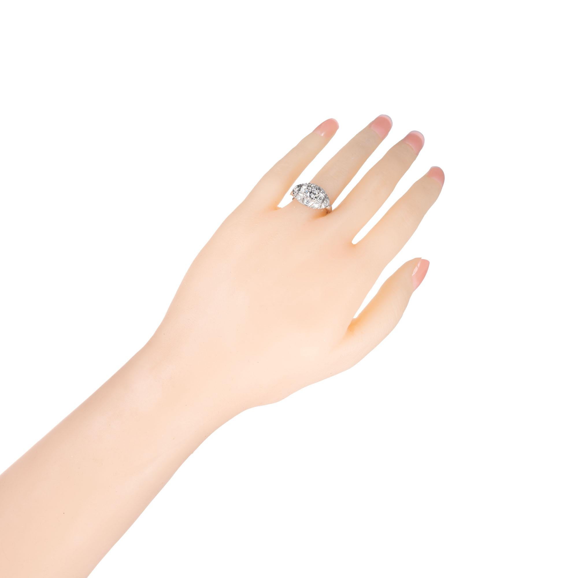 EGL Certified .40 Carat Diamond Old European Cut Platinum Engagement Ring For Sale 1