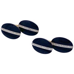 Art Deco Diamond Onyx Gold Platinum Cufflinks