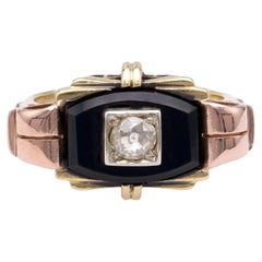 Art Deco Diamond Onyx Gold Ring