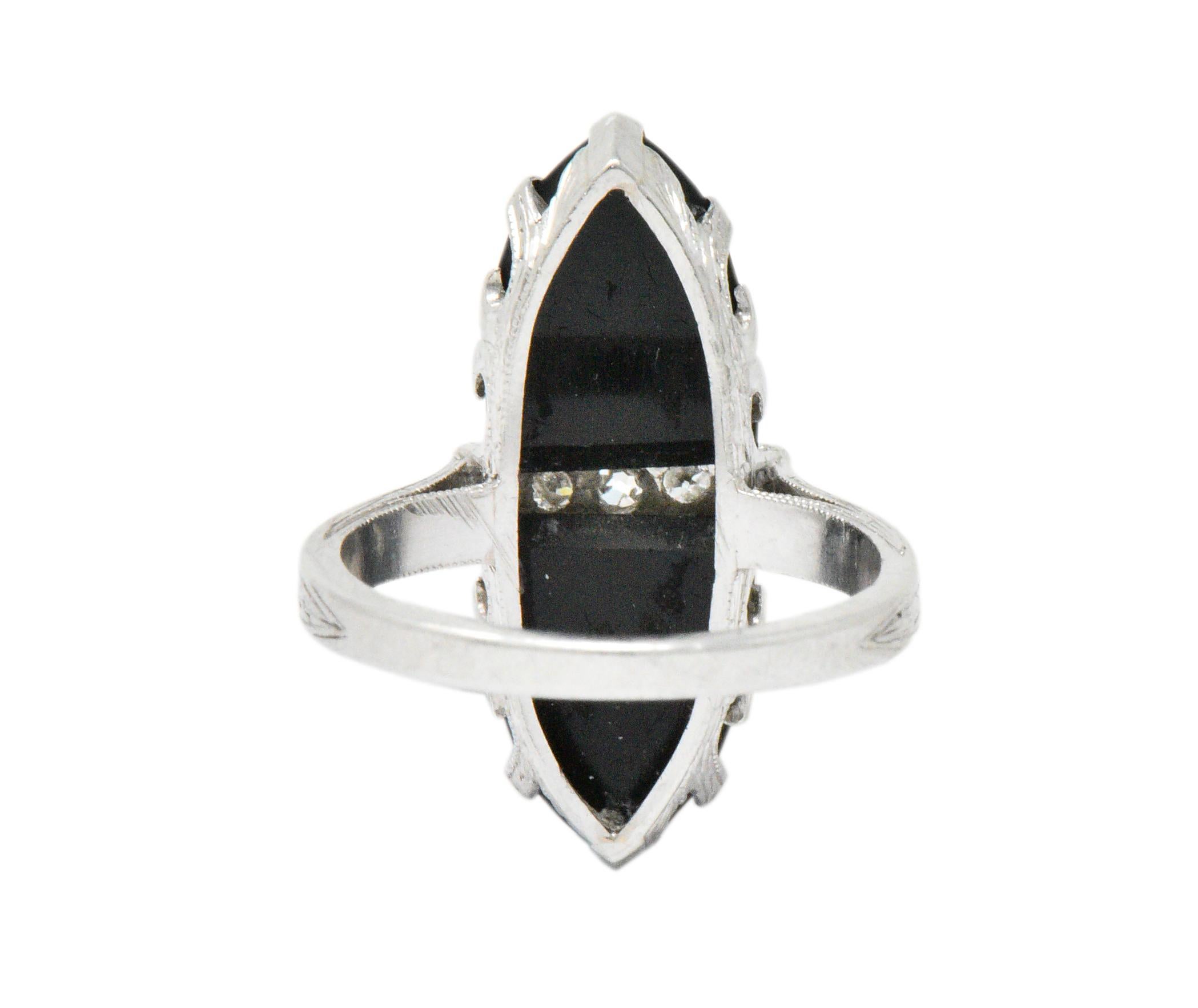 Art Deco Diamond Onyx Platinum Ring 2