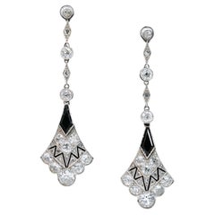 Pendientes Art Decó con diamantes y ónix circa años 20