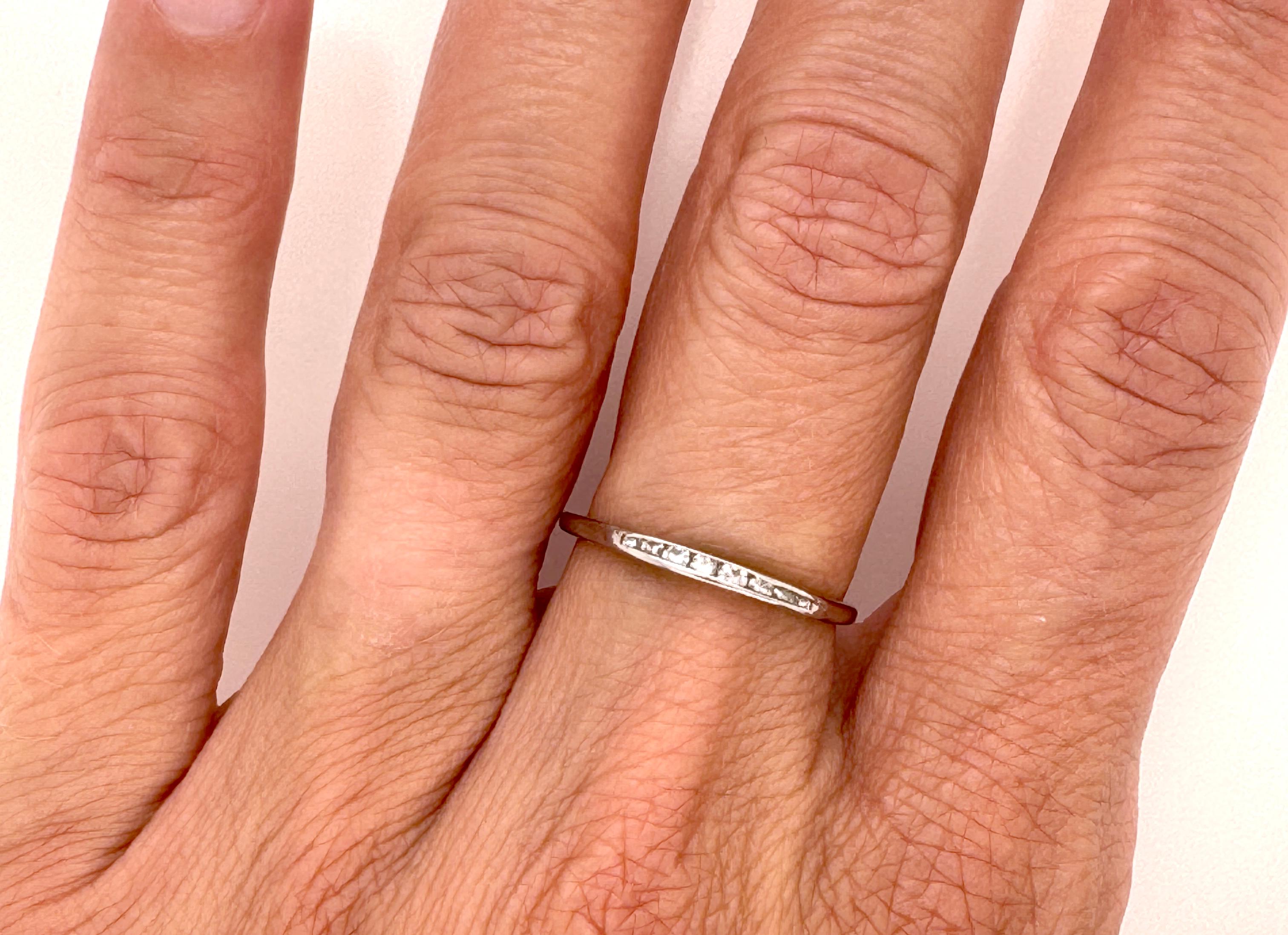Single Cut Art Deco Diamond Wedding Band Mined Original 1930's Orange Blossom Ring 18K