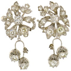 Art Deco Diamond Palladium Dangle Earrings
