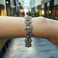 Bracciale Art Deco con pannello di diamanti in platino, anni '20
