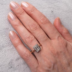 Art Deco Diamond Panel Ring 18 Karat Gold Platinum Setting, Antique Rings