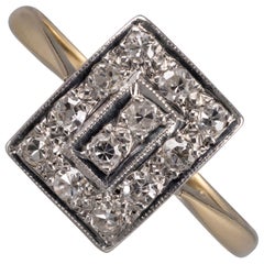 Art Deco Diamond Panel Ring 18 Karat Gold Platinum Setting, Antique Rings