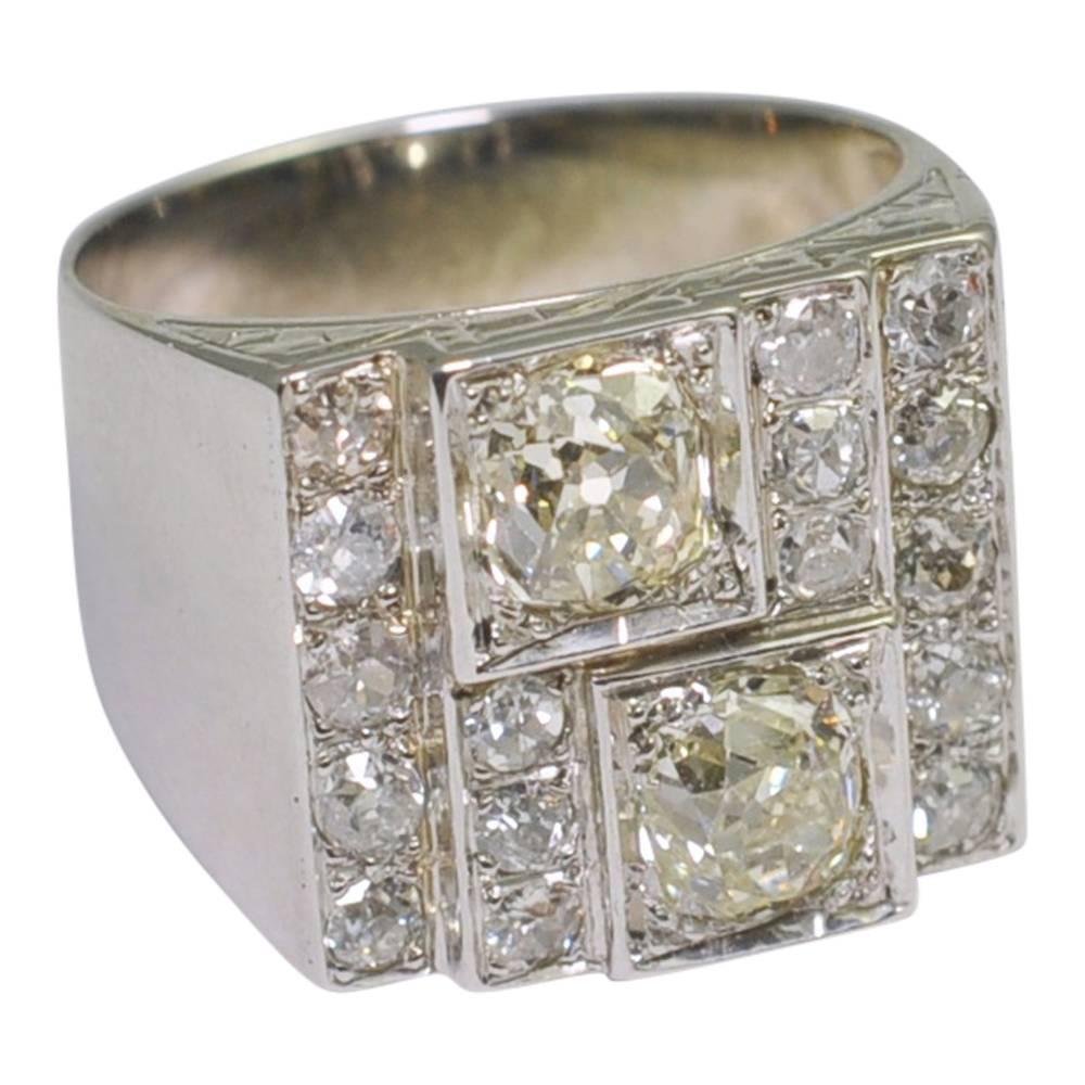 Art Deco Diamond Panel Ring In Good Condition In ALTRINCHAM, GB