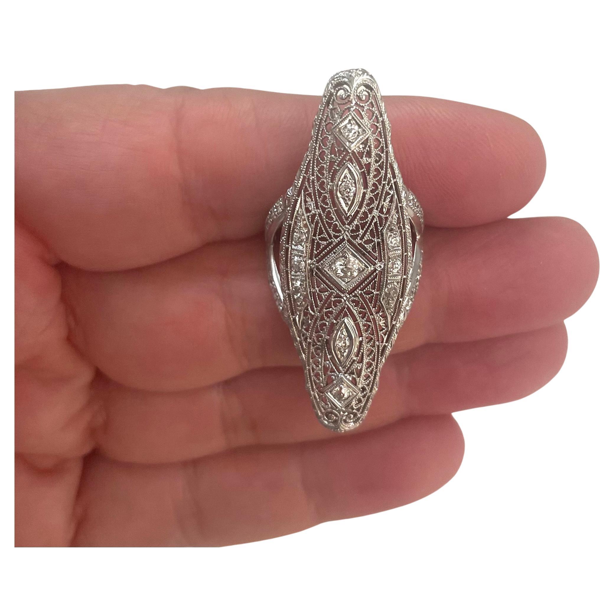  Art Deco Diamond Paradizia Ring In New Condition For Sale In Laguna Beach, CA