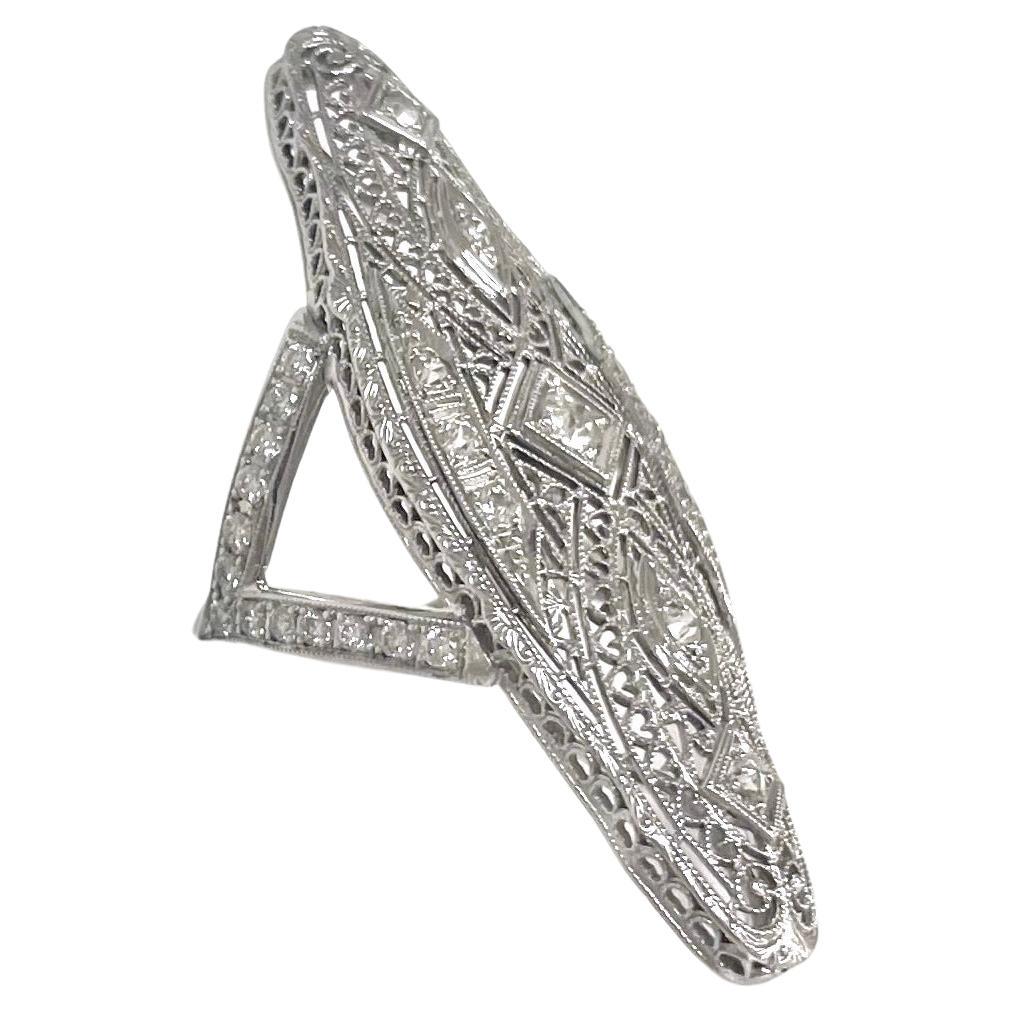 Diamantbrosche im Art déco-Stil, umgestaltet als Paradizia-Ring im Angebot 3