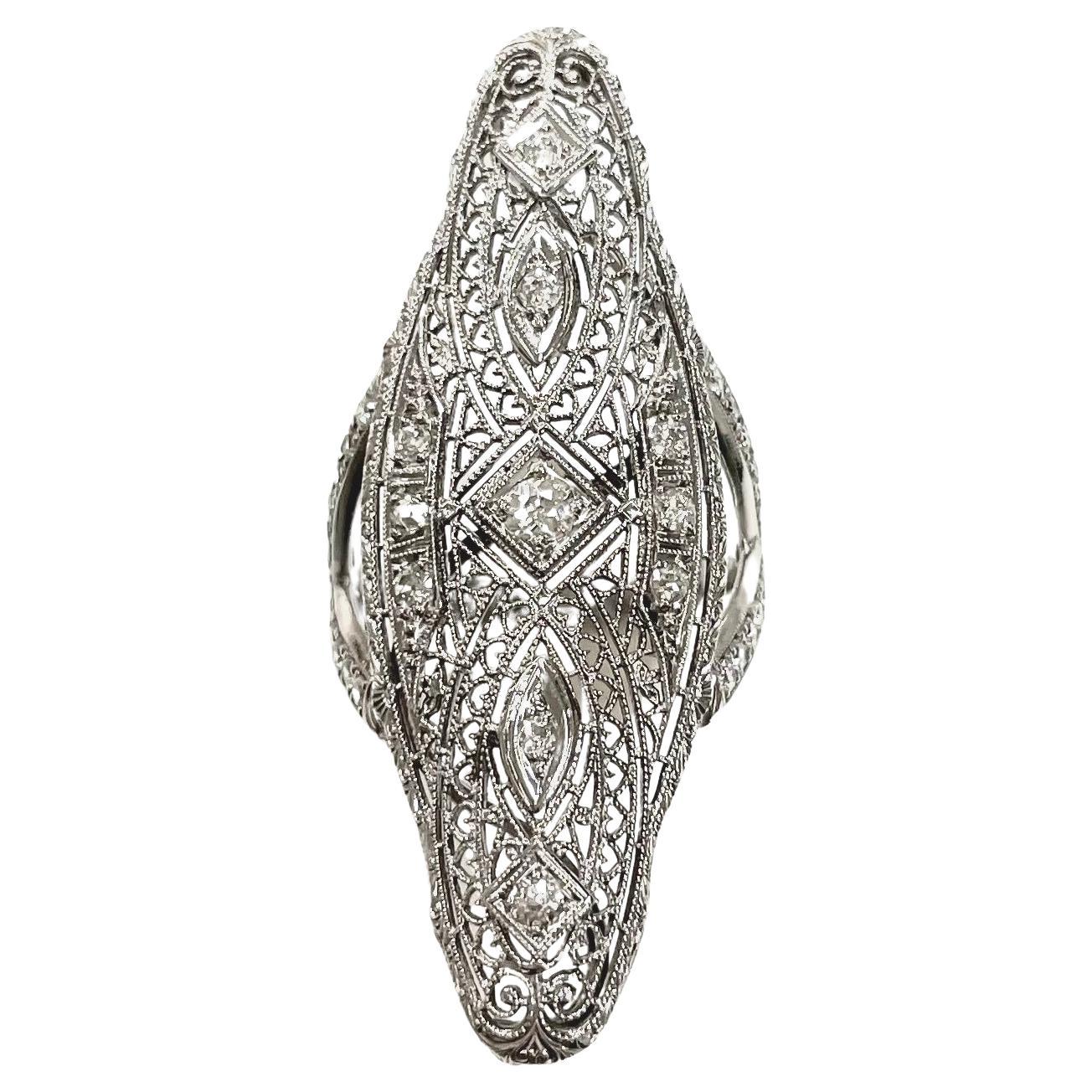  Art Deco Diamond Paradizia Ring For Sale