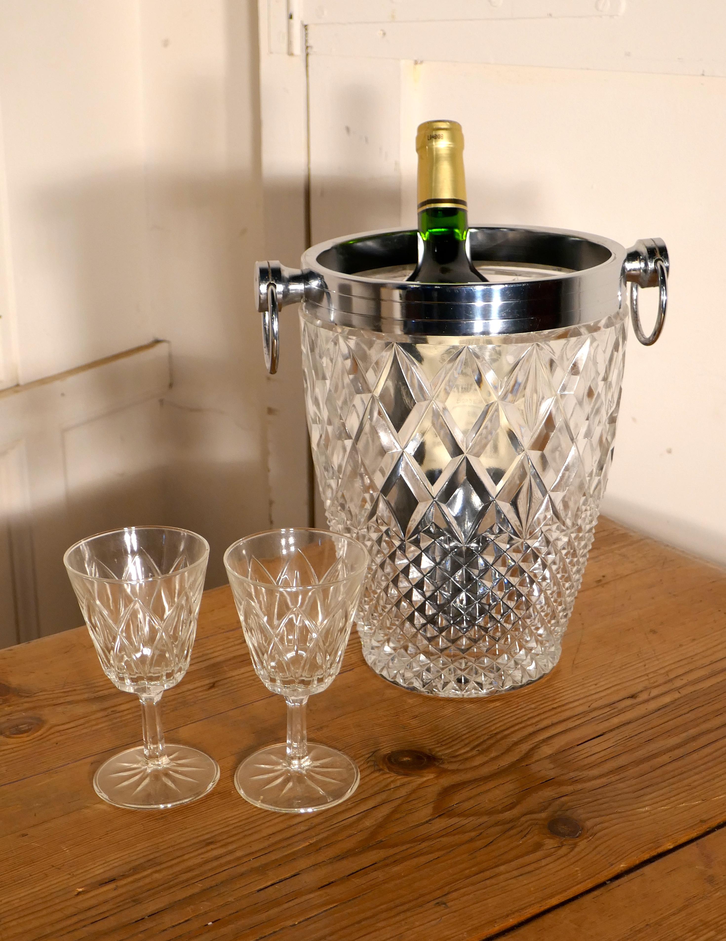 Art Deco Diamond Pattern Champaign Wine Cooler For Sale 2