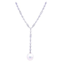 Art Deco Diamond Pearl Necklace Pendant