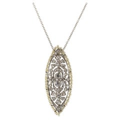 Antique Art Deco Diamond & Pearl Platinum & Yellow Gold Brooch Necklace