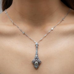 Art Deco Diamond Pendant and Platinum Chain, Approximately 4.35ct of Diamonds