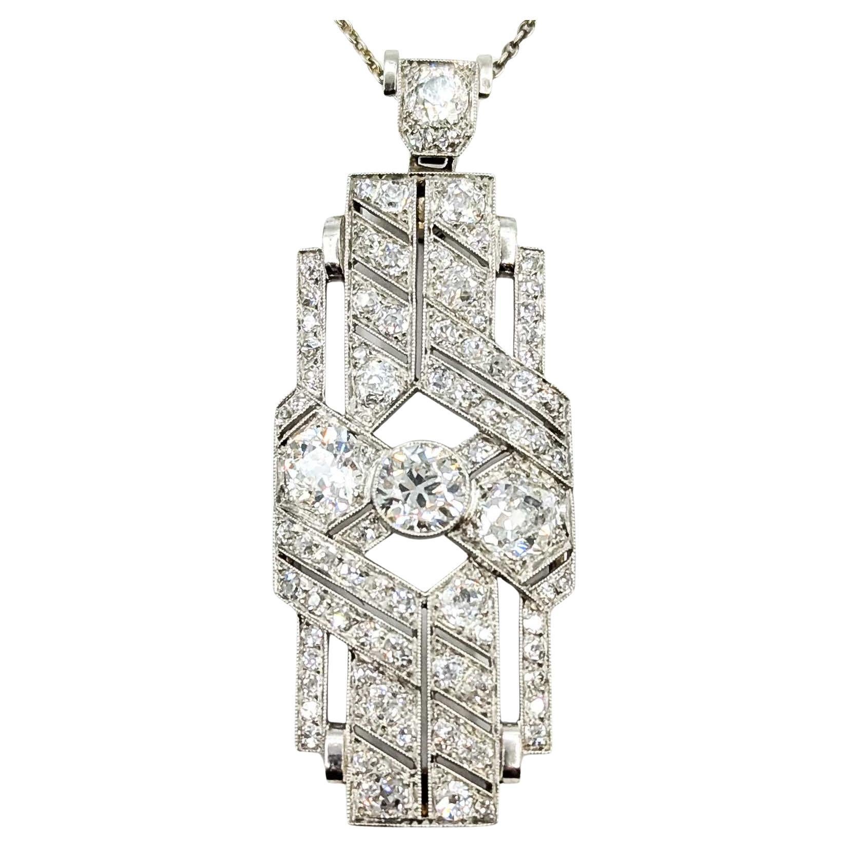 Art Deco Diamant-Anhänger aus Platin