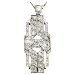 Art Deco Diamond Pendant in Platinum
