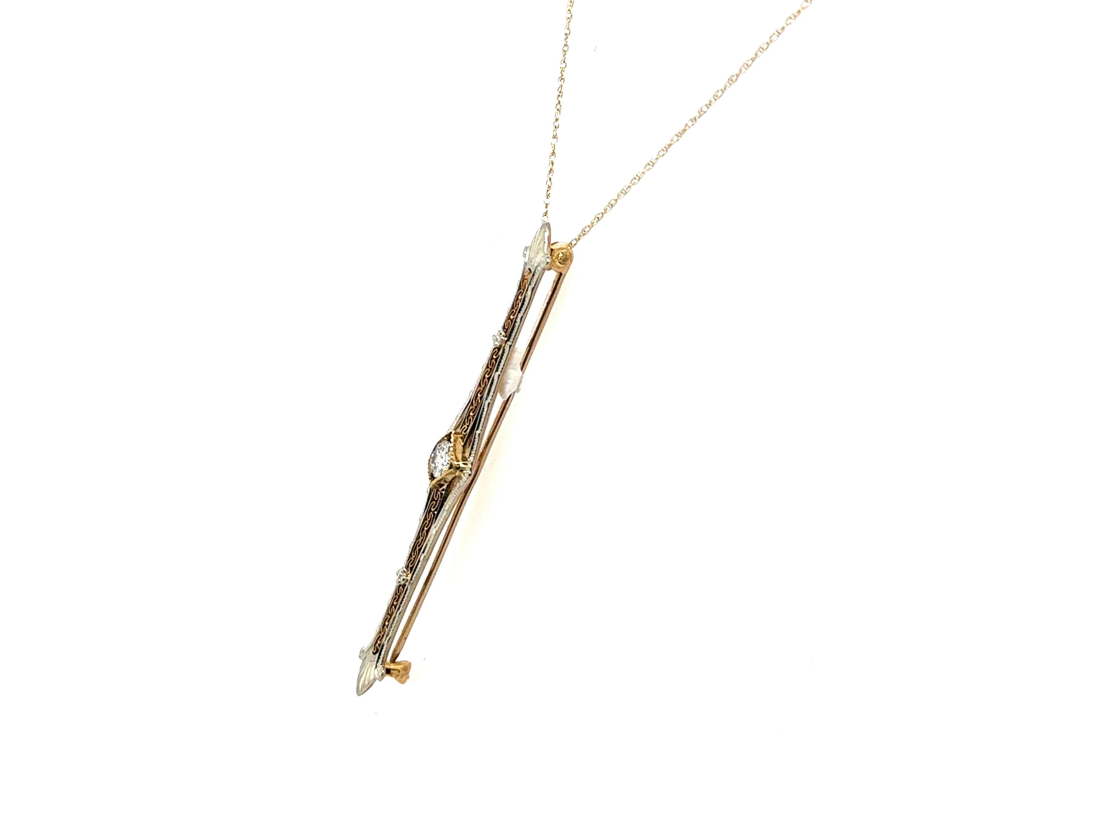 Genuine Original Art Deco Antique from 1920s Vintage Diamond Pendant 14K Gold 



Featuring a .21ct Natural Round Brilliant Cut Diamond Center

Magnificent Hand Carved Filigree 

Outlined in 10K White Gold with 10K Yellow Gold Center and