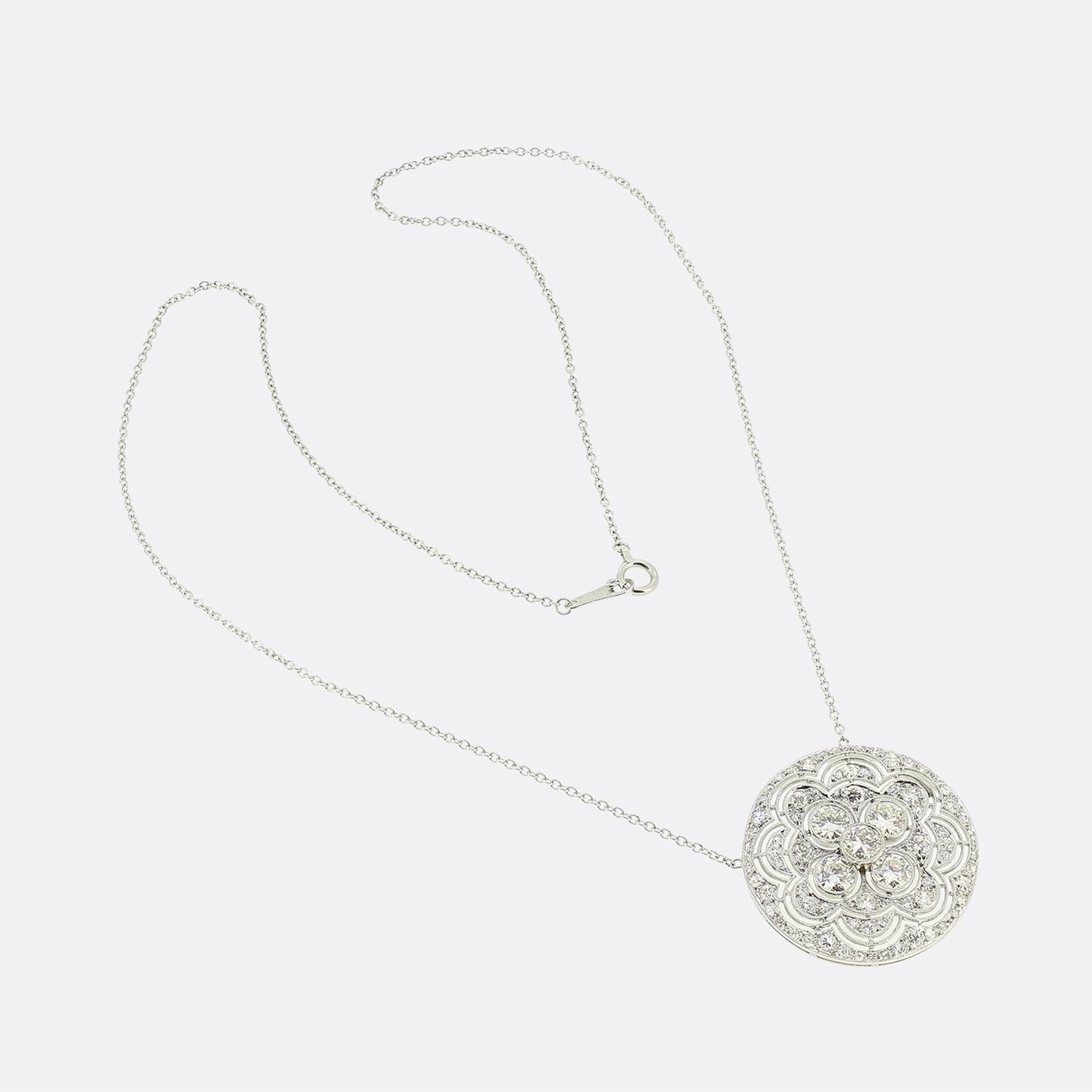 Art Deco Diamant-Halskette mit Anhänger (Alteuropäischer Schliff) im Angebot