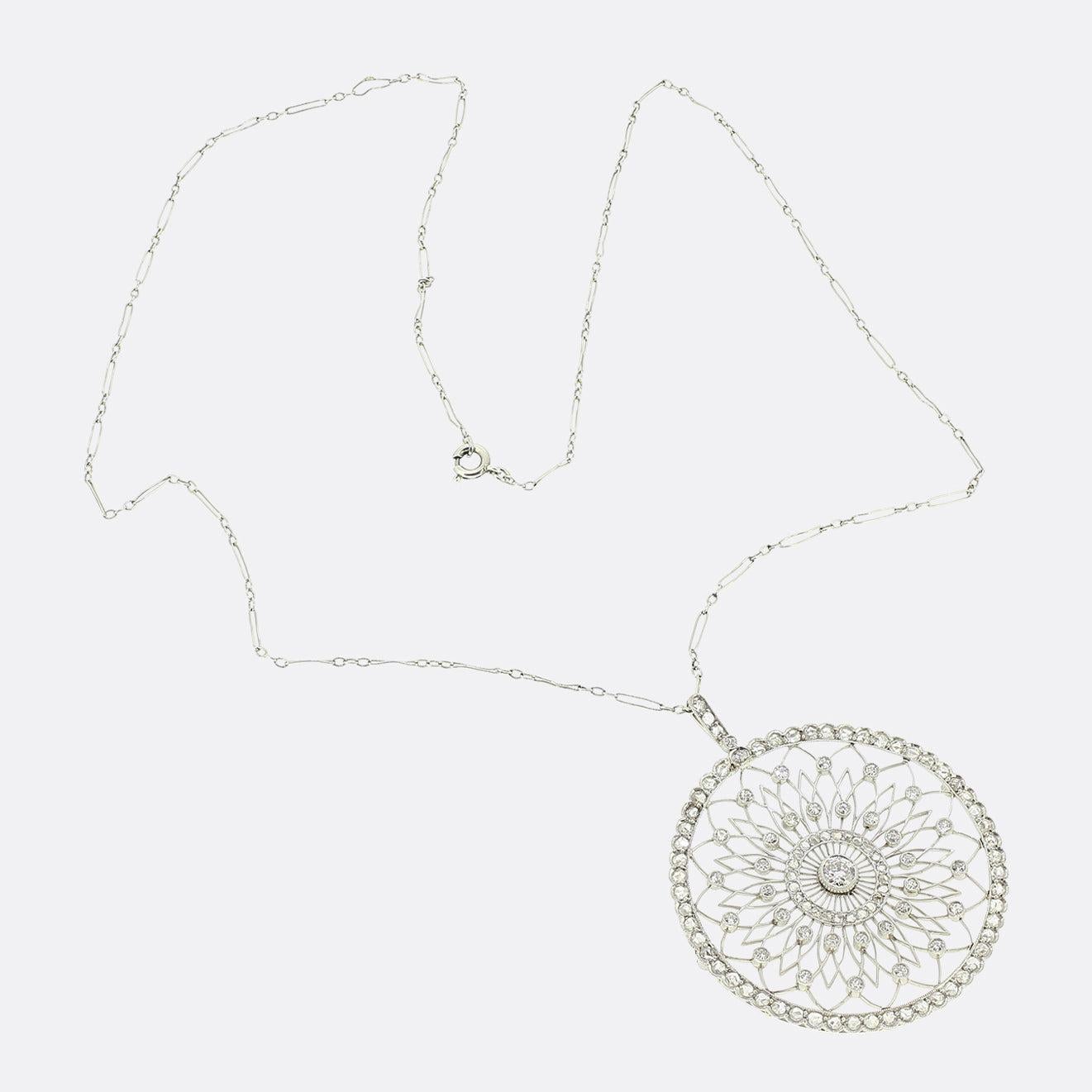 Taglio vecchia miniera Collana con diamante Art Deco in vendita