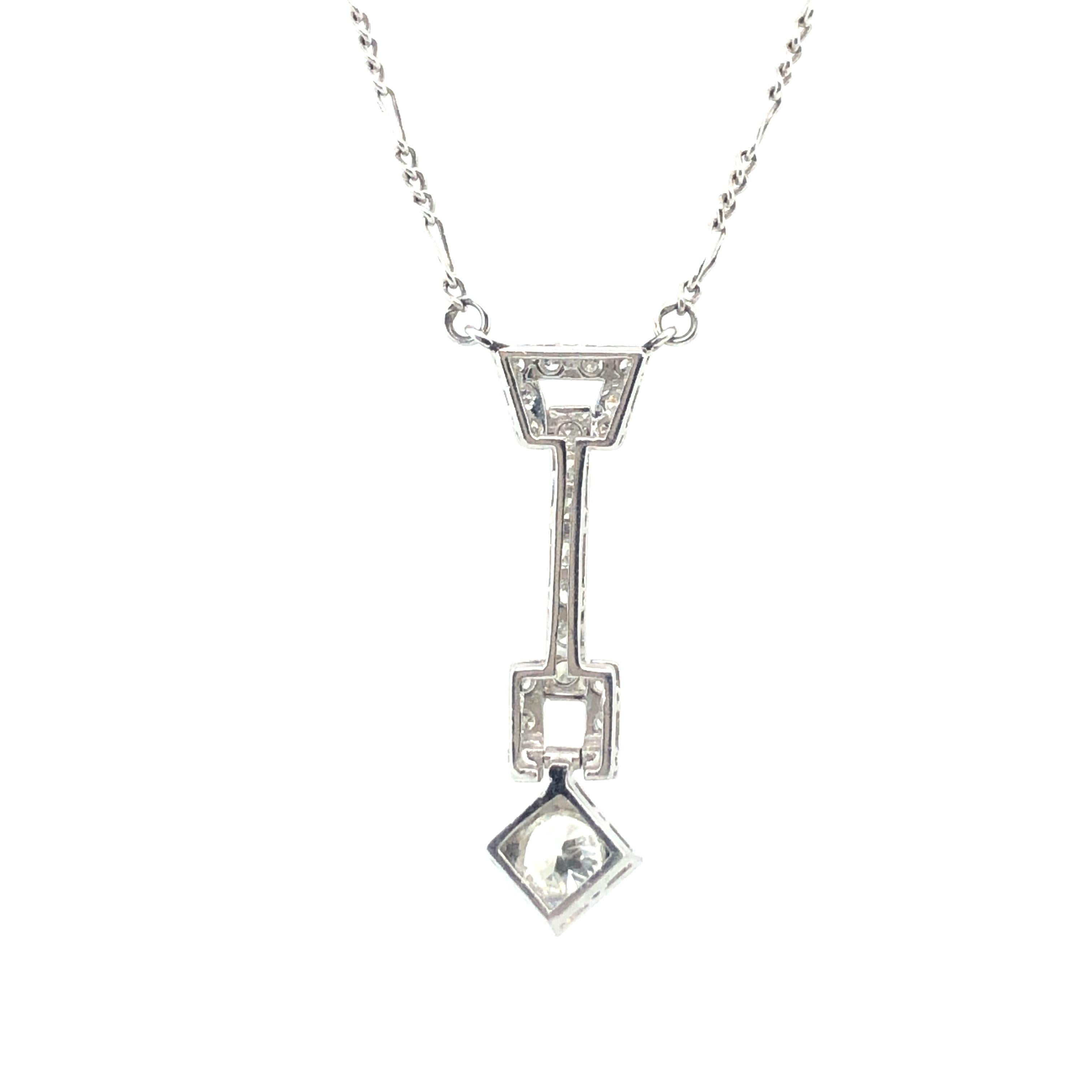 Art Deco Diamond Pendant Necklace in Platinum 950 3