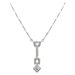 Art Deco Diamond Pendant Necklace in Platinum 950