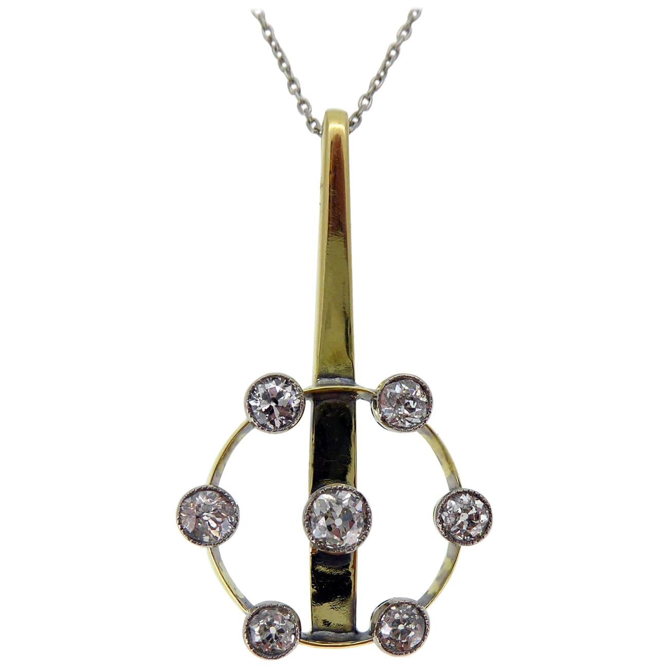 Art Deco Diamond Pendant, New Platinum Trace Chain