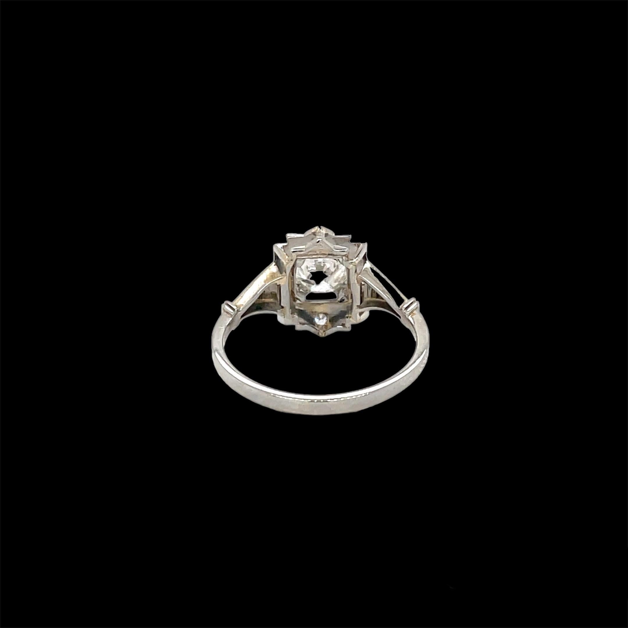 Women's or Men's Art Deco Diamond Plaque Filigree Engagement Ring For Sale