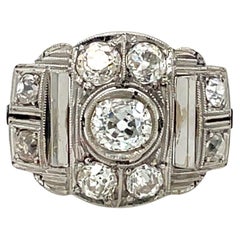 Retro Art Deco Diamond Plaque Filigree Ring