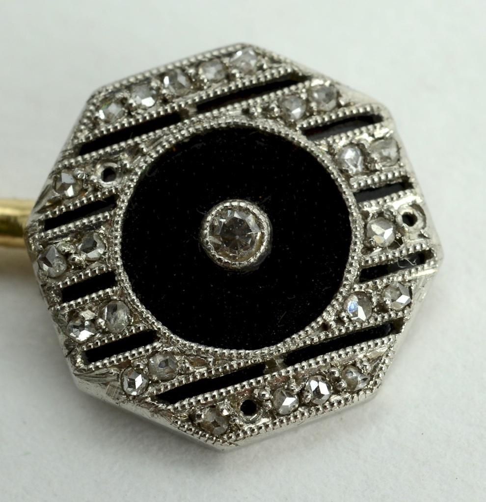 Art Deco Diamond, Platinum, 14 Karat Gold, and Onyx Dress Set by Larter & Sons  In Excellent Condition In valatie, NY