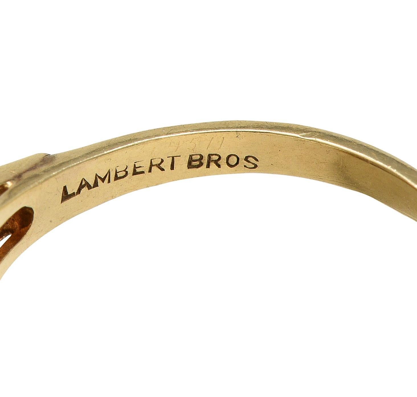 Art Deco Diamond Platinum 14 Karat Yellow Gold Vintage Navette Dinner Ring For Sale 1
