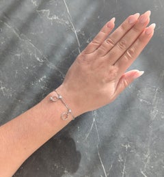 Art Decó Diamante Platino Oro 14K Corazón Boda Compromiso Pulsera Encanto