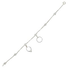 Art Deco Diamond Platinum 14K Gold Heart Wedding Engagement Charm Bracelet